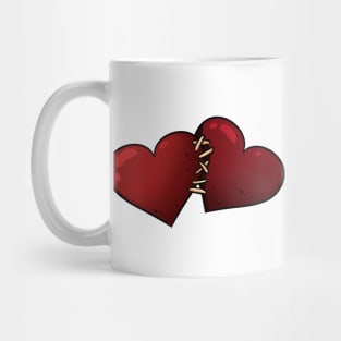 Two Stitched Hearts Mug